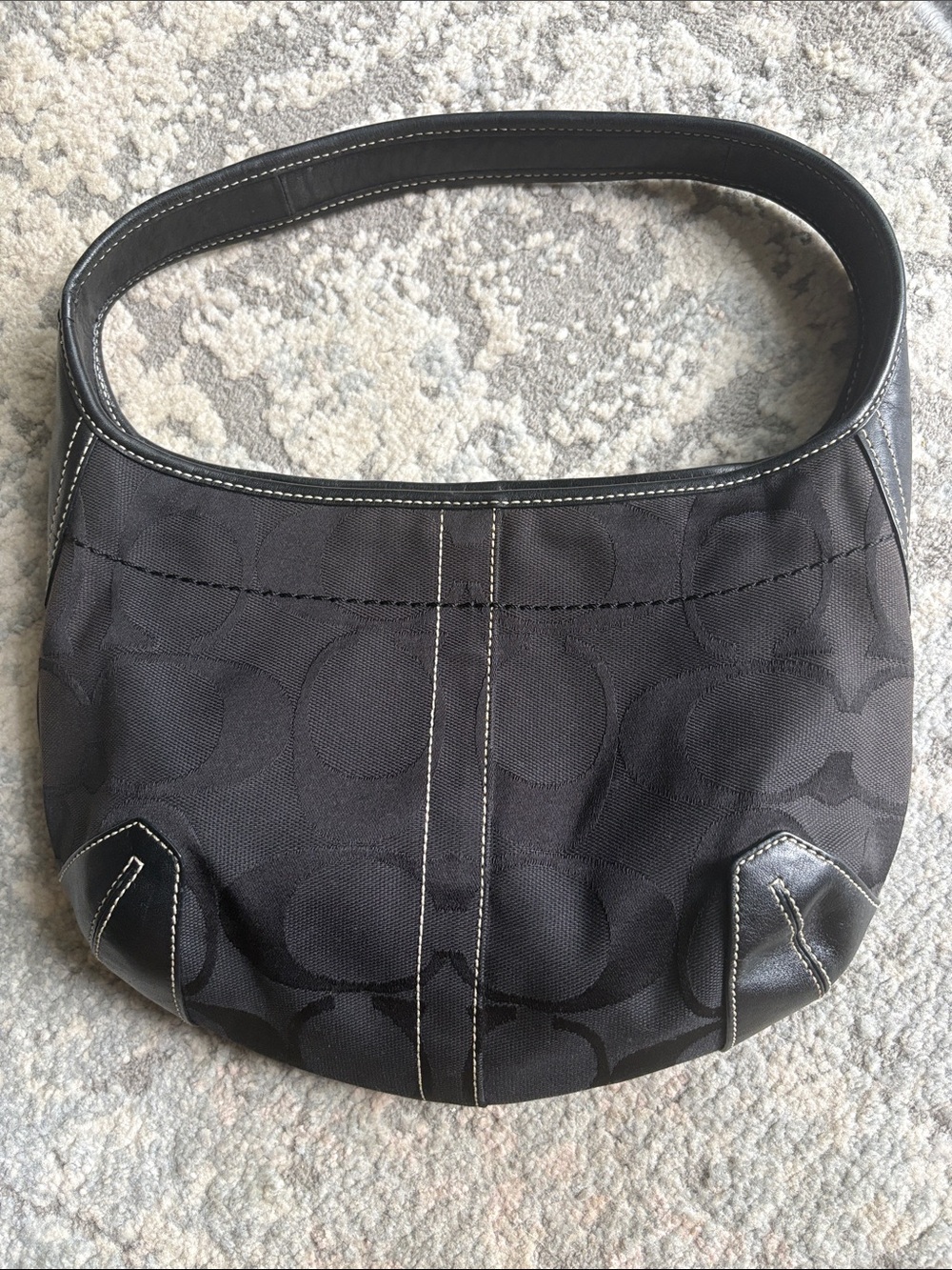 🖤🔥AUTHENTIC VTG COACH Women's Black Logo-Pattern Shoulder Bag